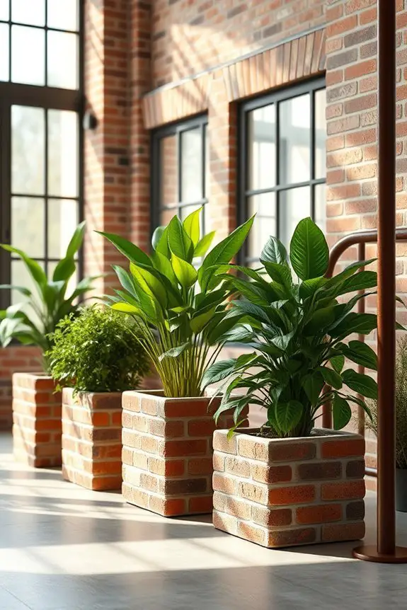 rustic indoor brick planters