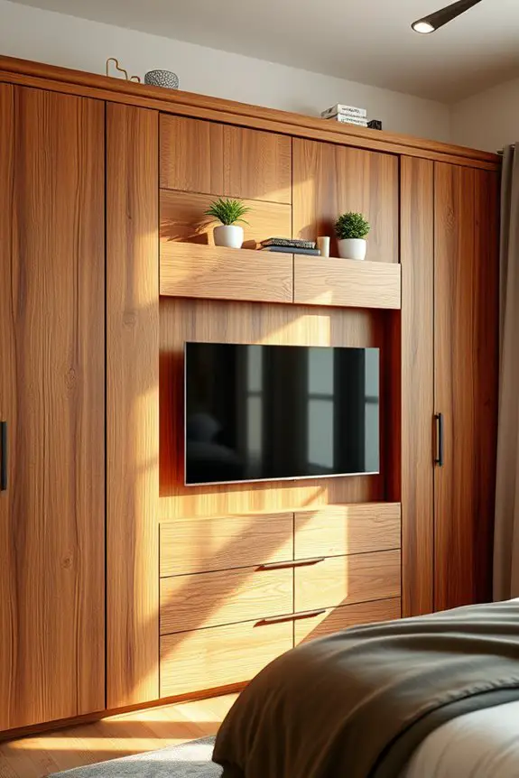 rustic integrated tv closet