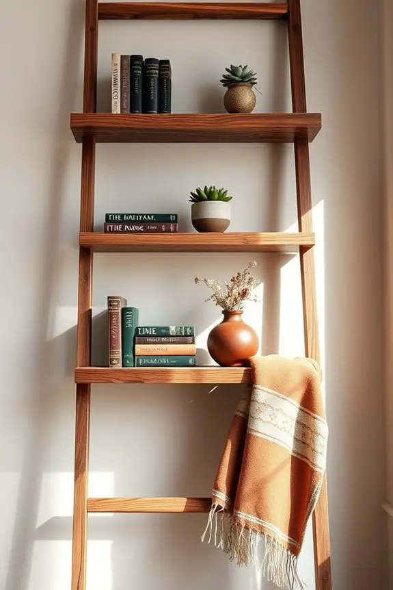 rustic ladder shelf diy