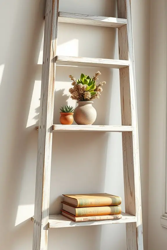 rustic ladder shelf transformation