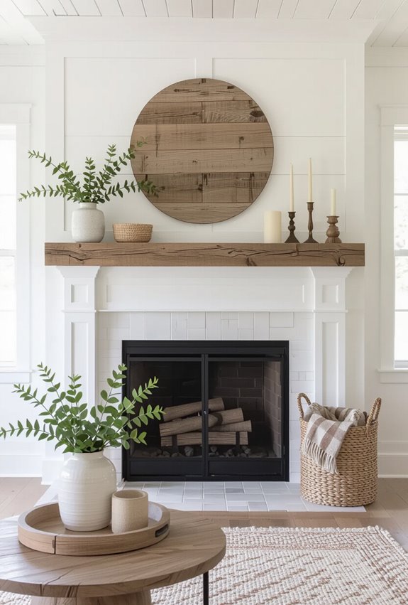 rustic layered mantel vignette