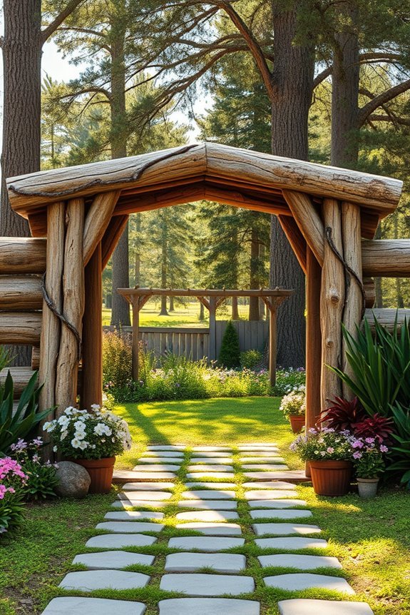 rustic log archway entrance