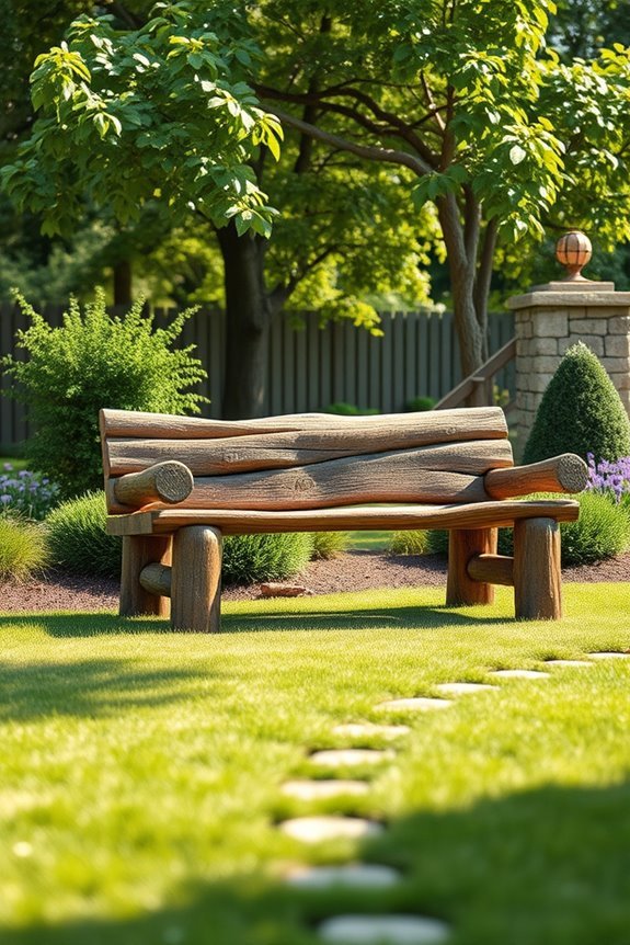 rustic log bench creation