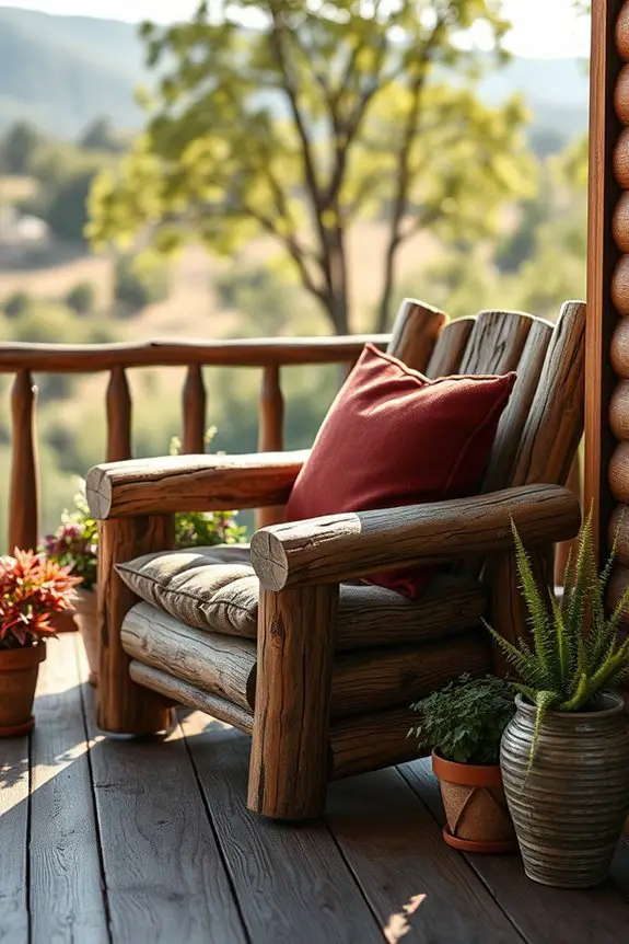 rustic log chair comfort