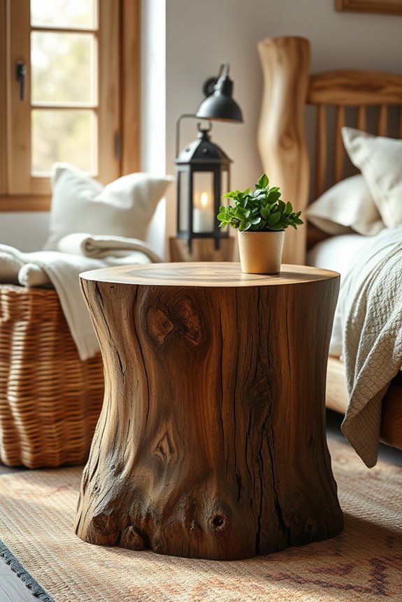 rustic log nightstand charm