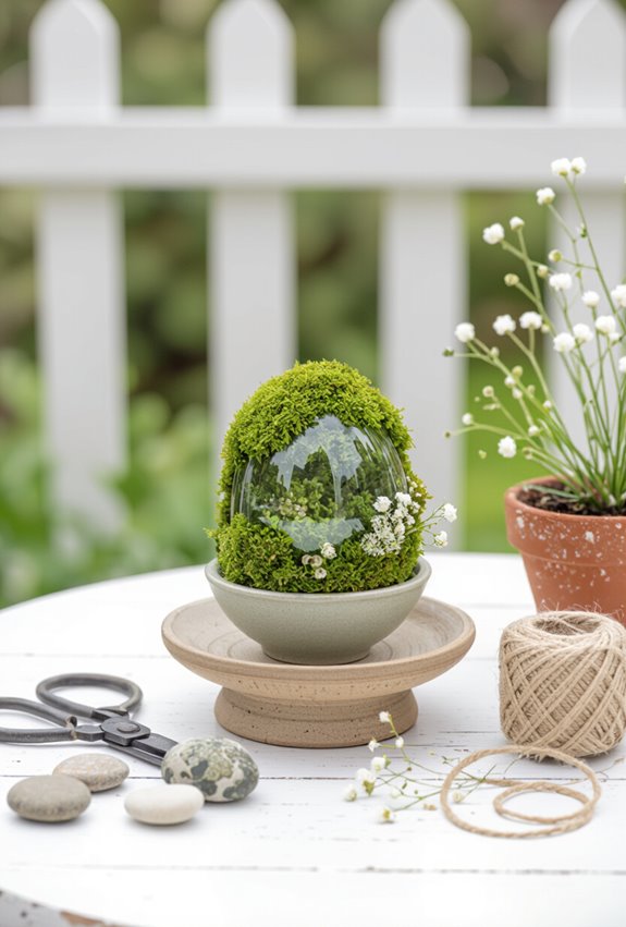 rustic moss covered decorative eggs