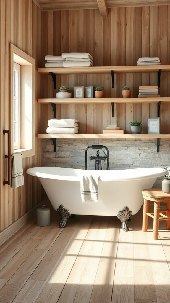 rustic open shelving organization