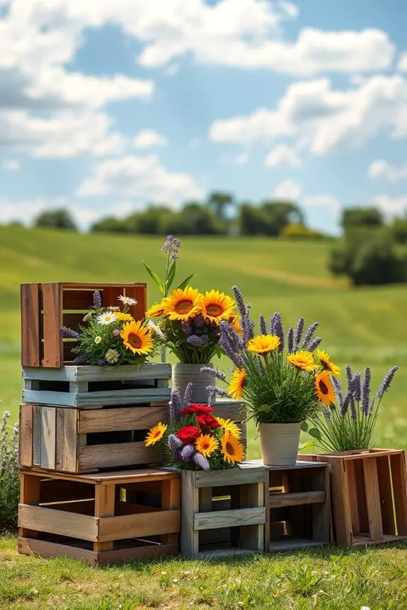 rustic outdoor crate displays