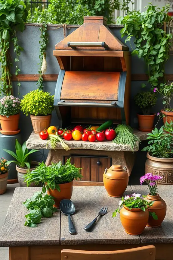 rustic outdoor grill setup