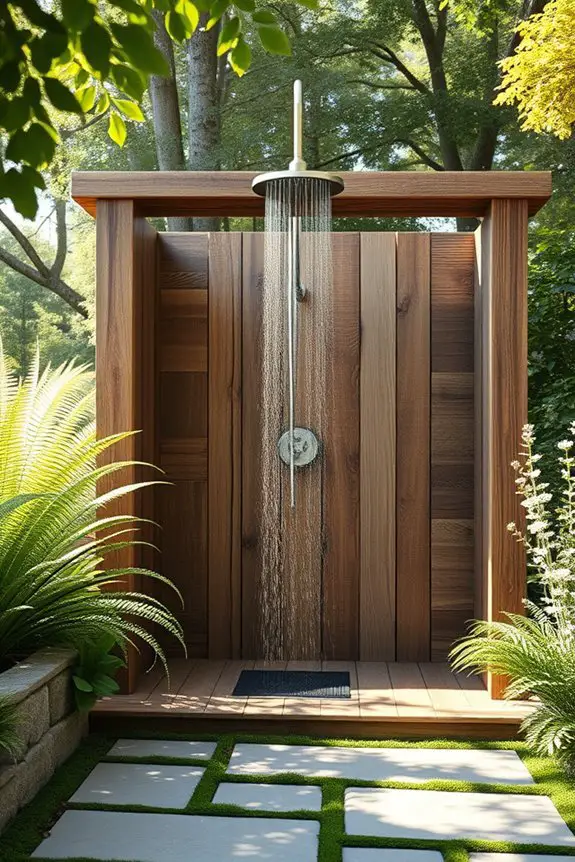 rustic outdoor wooden shower