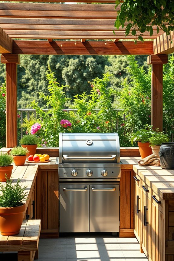 rustic pallet wood grill station