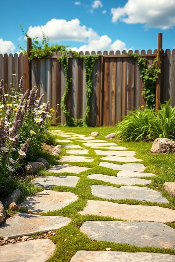 rustic pathway with plants