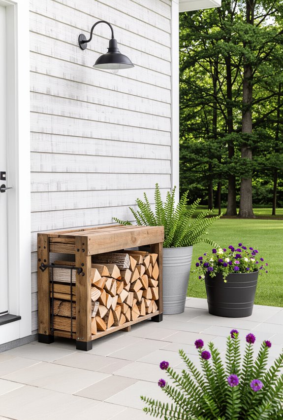 rustic raised birch logpile