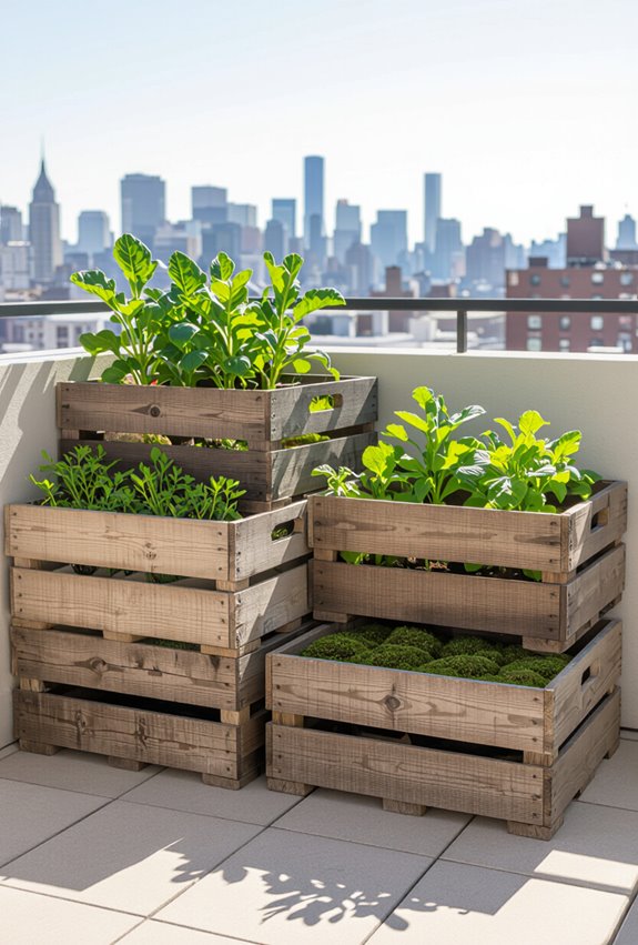 rustic reclaimed vegetable planters