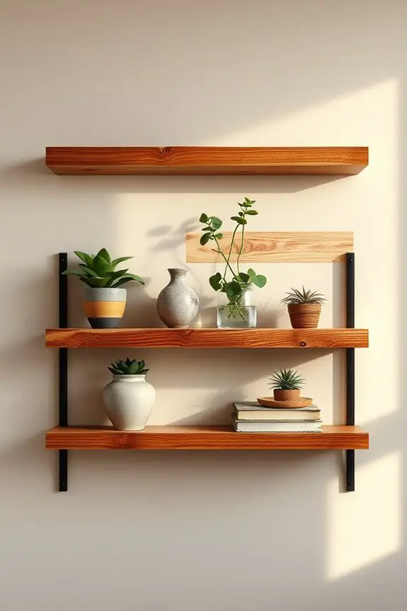 rustic reclaimed wood shelves