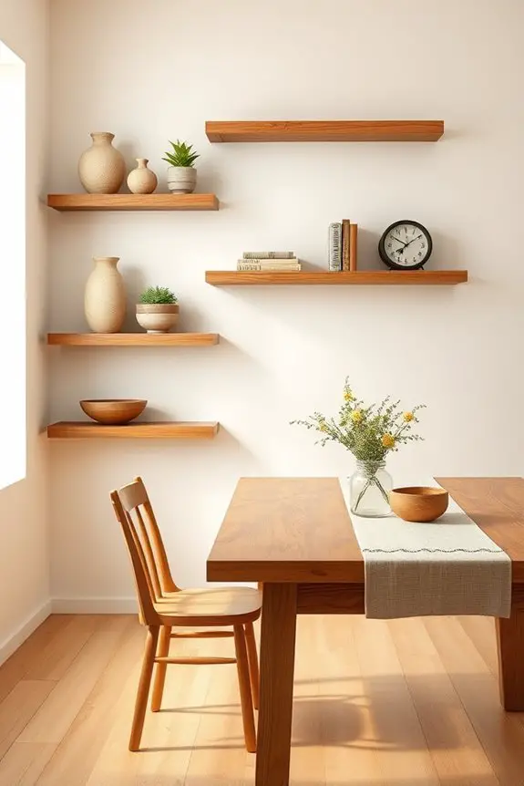 rustic shelves create warmth