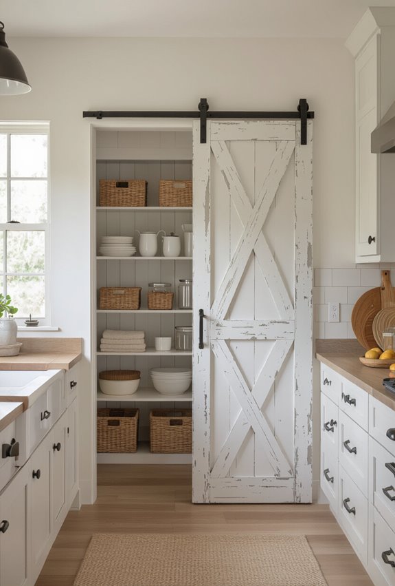 rustic sliding pantry storage