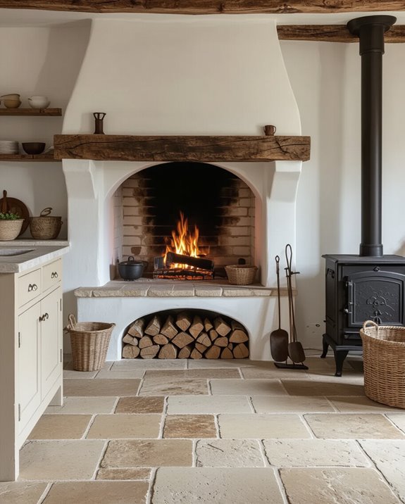 rustic stone hearth warmth