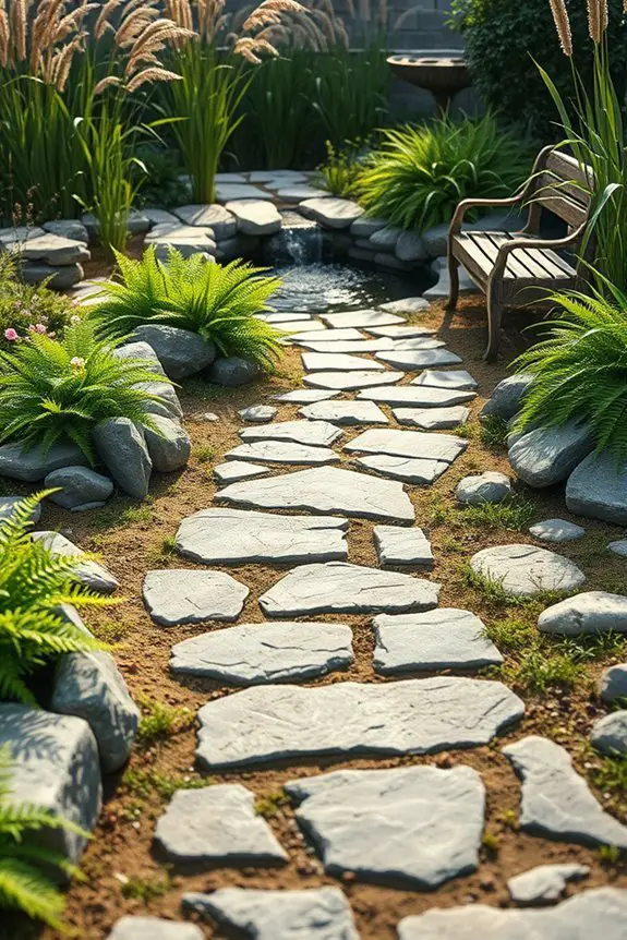 rustic stone pathways enhance serenity
