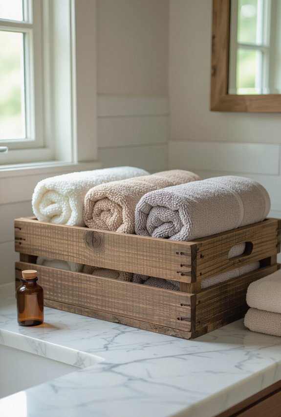 rustic towel storage solution