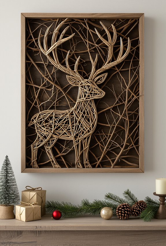 rustic twig reindeer silhouette