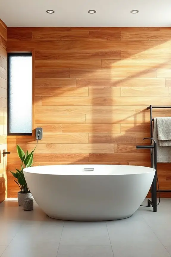 rustic warmth enhances bathrooms