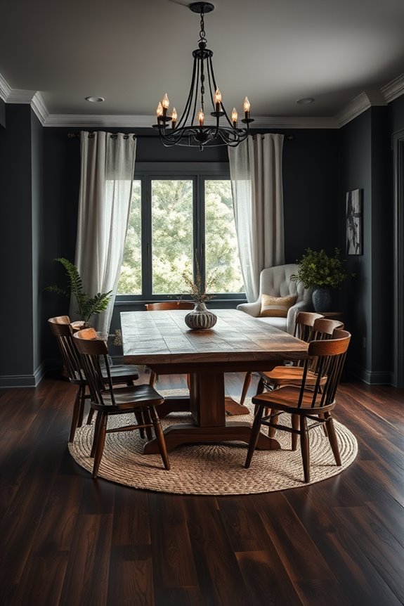 rustic warmth with dark grey