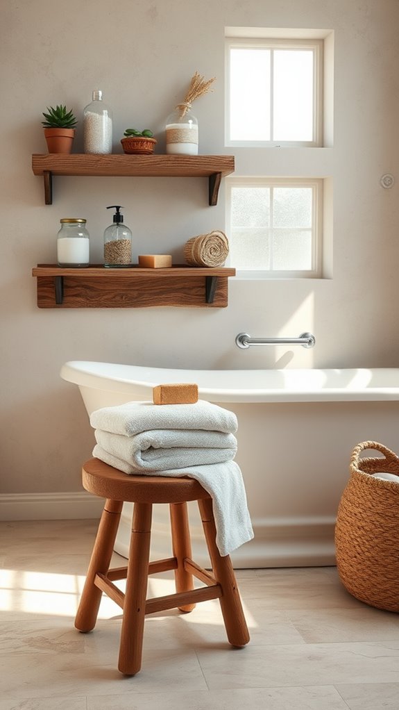 rustic weathered wood shelving