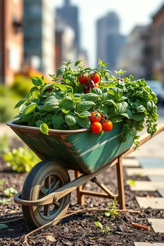 rustic wheelbarrow garden delight