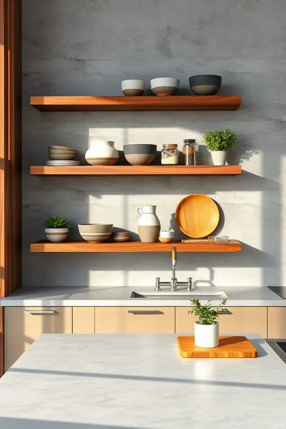 rustic wood concrete accents