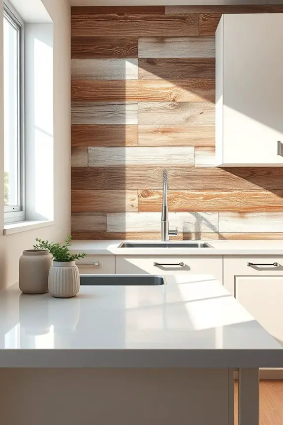 rustic wood kitchen backsplash