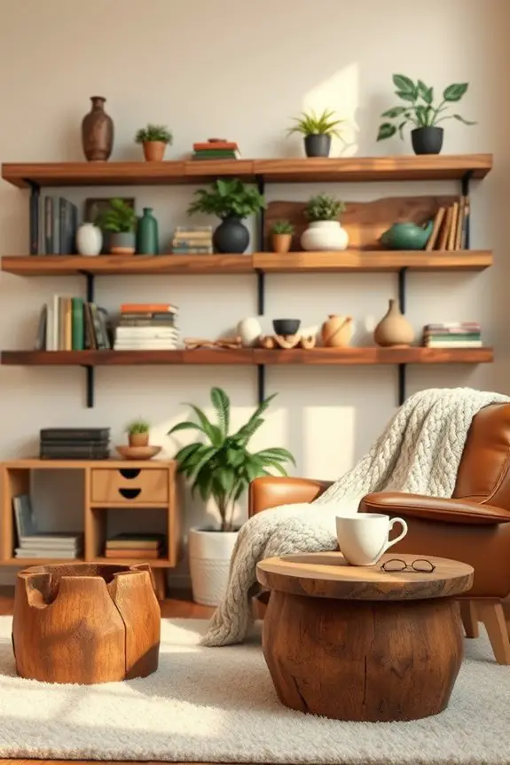 rustic wood shelves charm