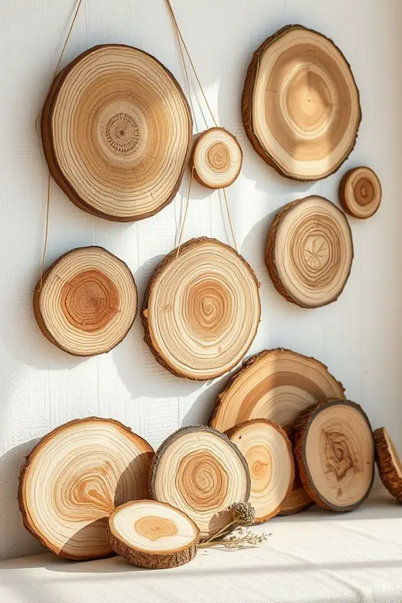rustic wood slice decor