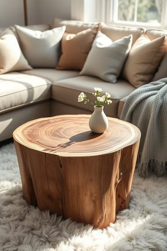 rustic wood slice table