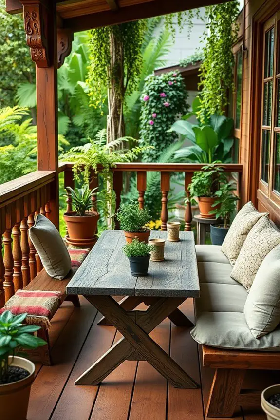 rustic wooden balcony decor