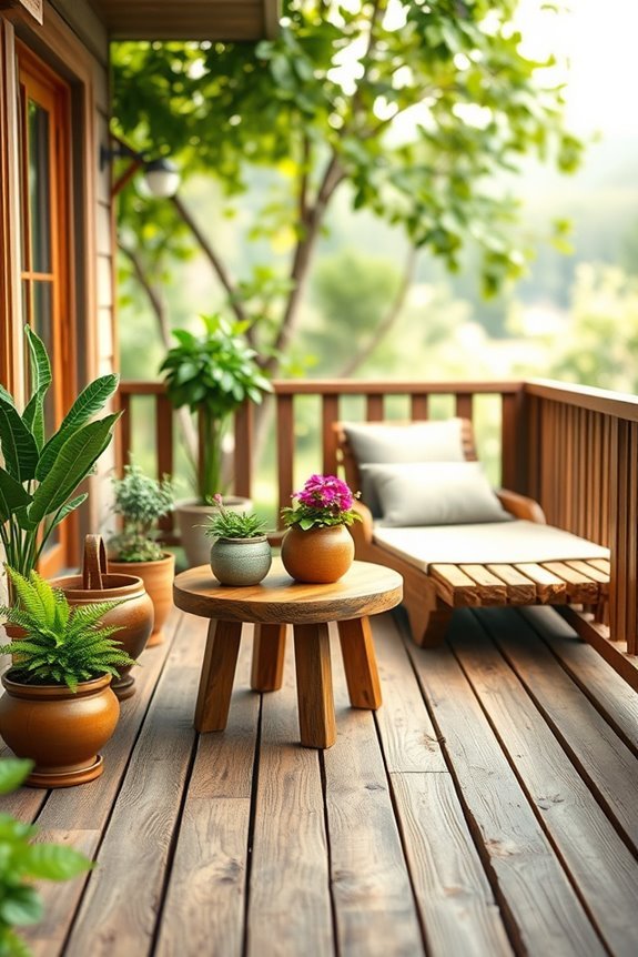 rustic wooden balcony retreat