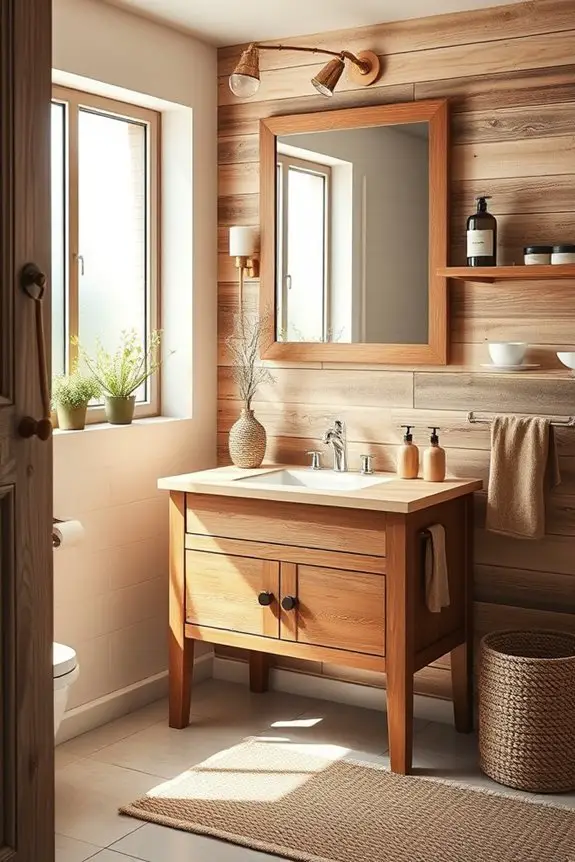 rustic wooden bathroom accents