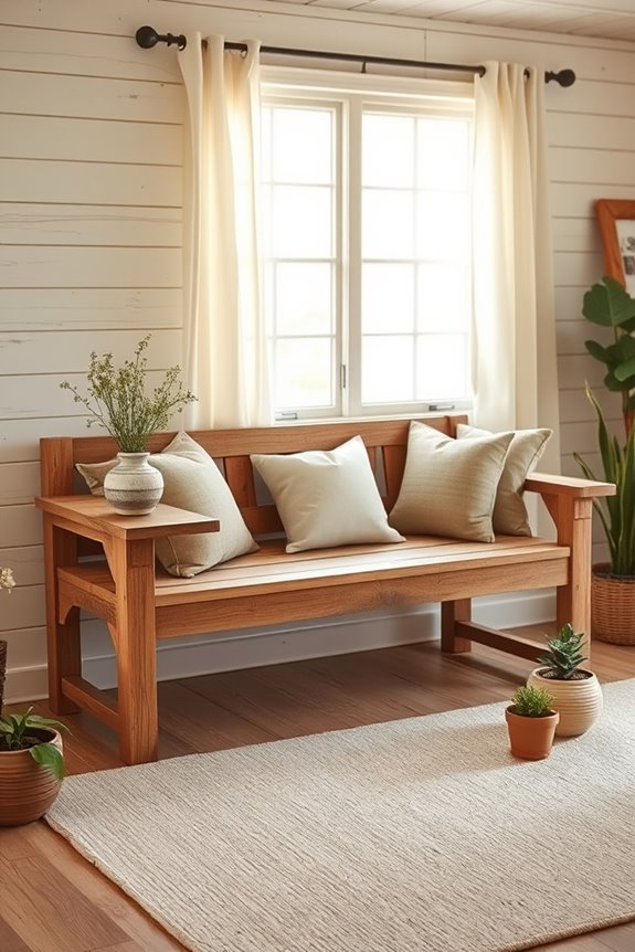 rustic wooden bench seating
