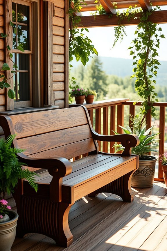 rustic wooden benches charm