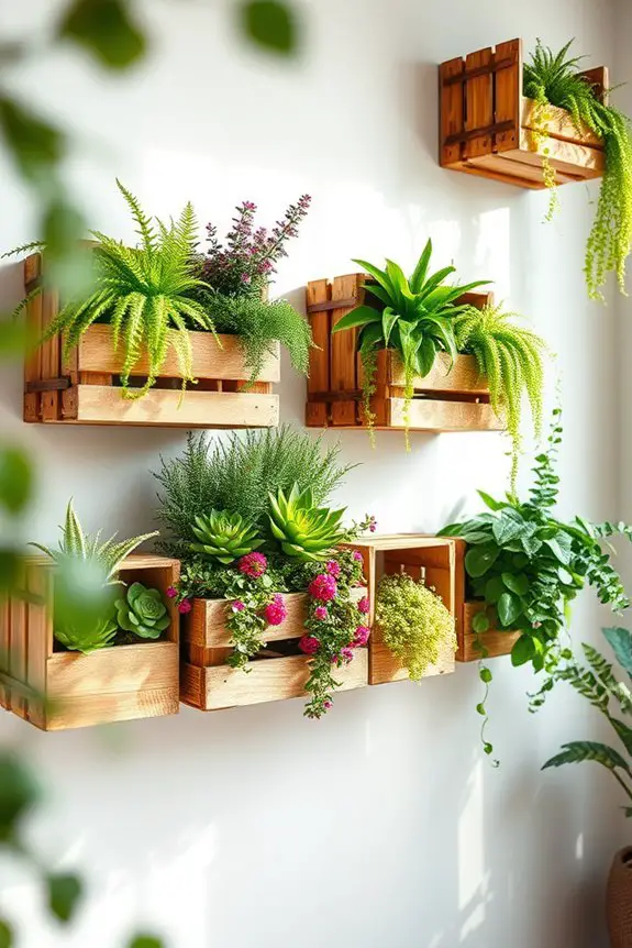 rustic wooden crate planters
