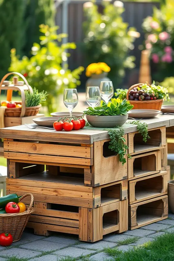rustic wooden crate tables