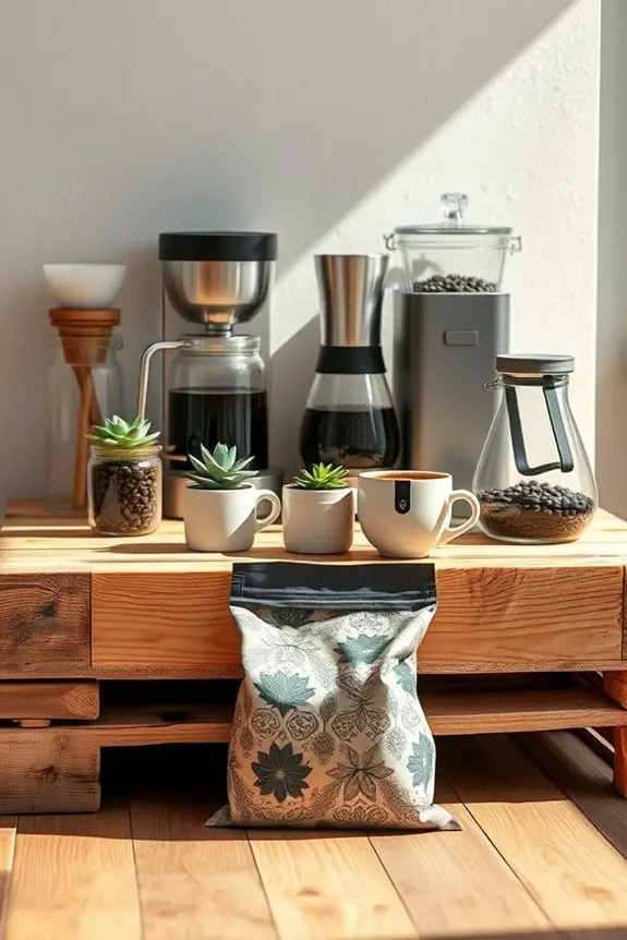 rustic wooden pallet coffee bar