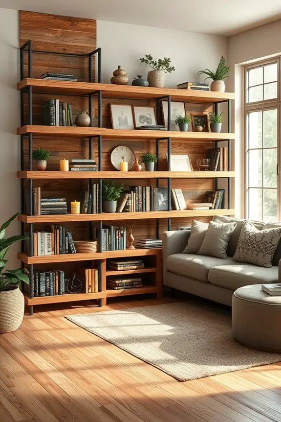 rustic wooden shelves charm