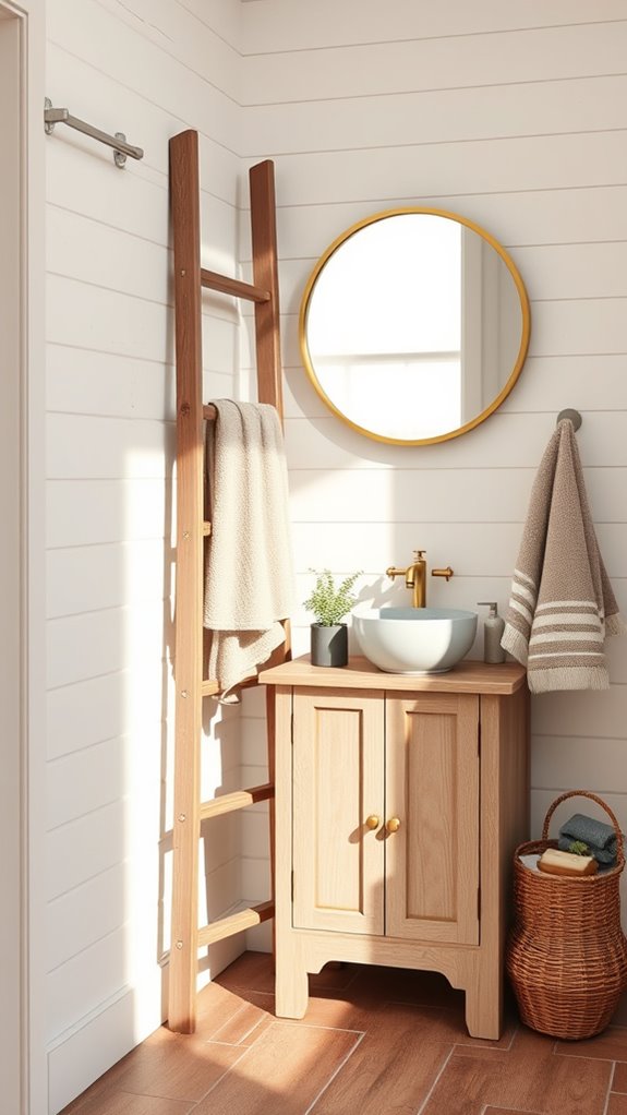rustic wooden towel holder