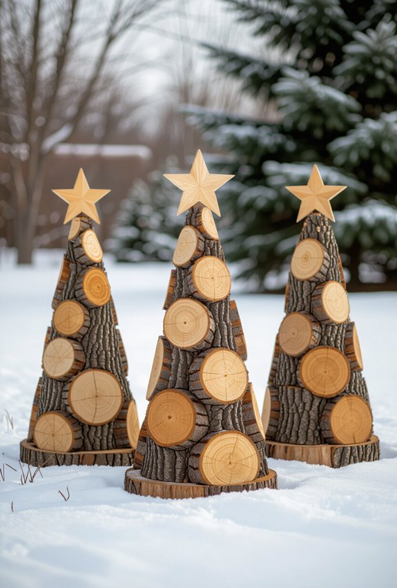 rustic wooden tree display