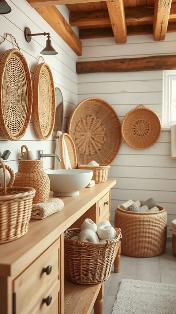 rustic woven basket storage
