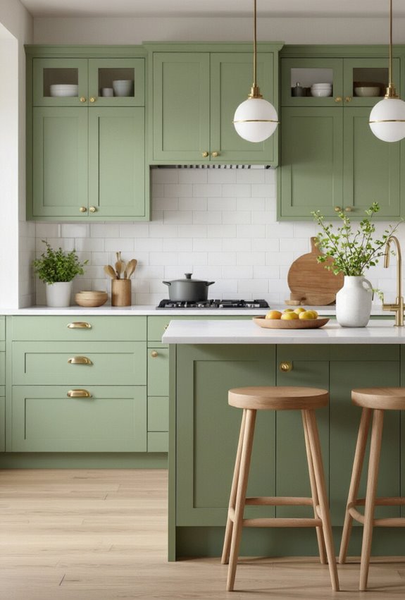 sage green composed kitchen warmth