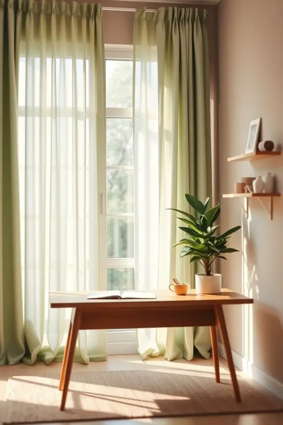 sage green curtains enhance tranquility