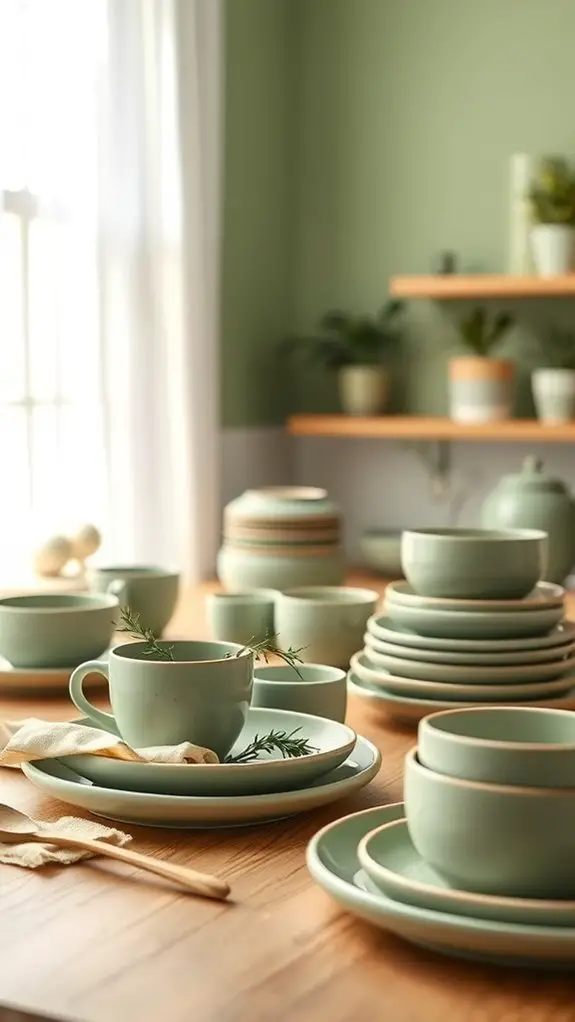 sage green dishware elegance