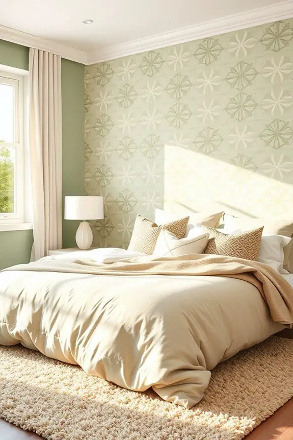 sage green geometric wallpaper elegance
